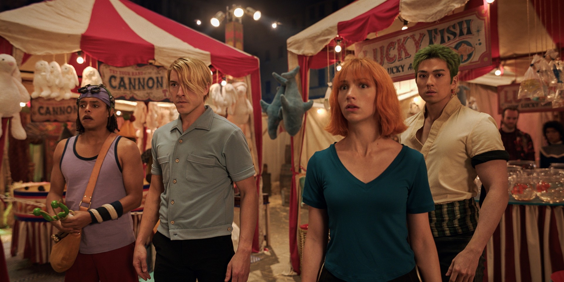 Usopp, Sanji, Nami e Zoro em One Piece: A Série (Divulgação / Netflix)