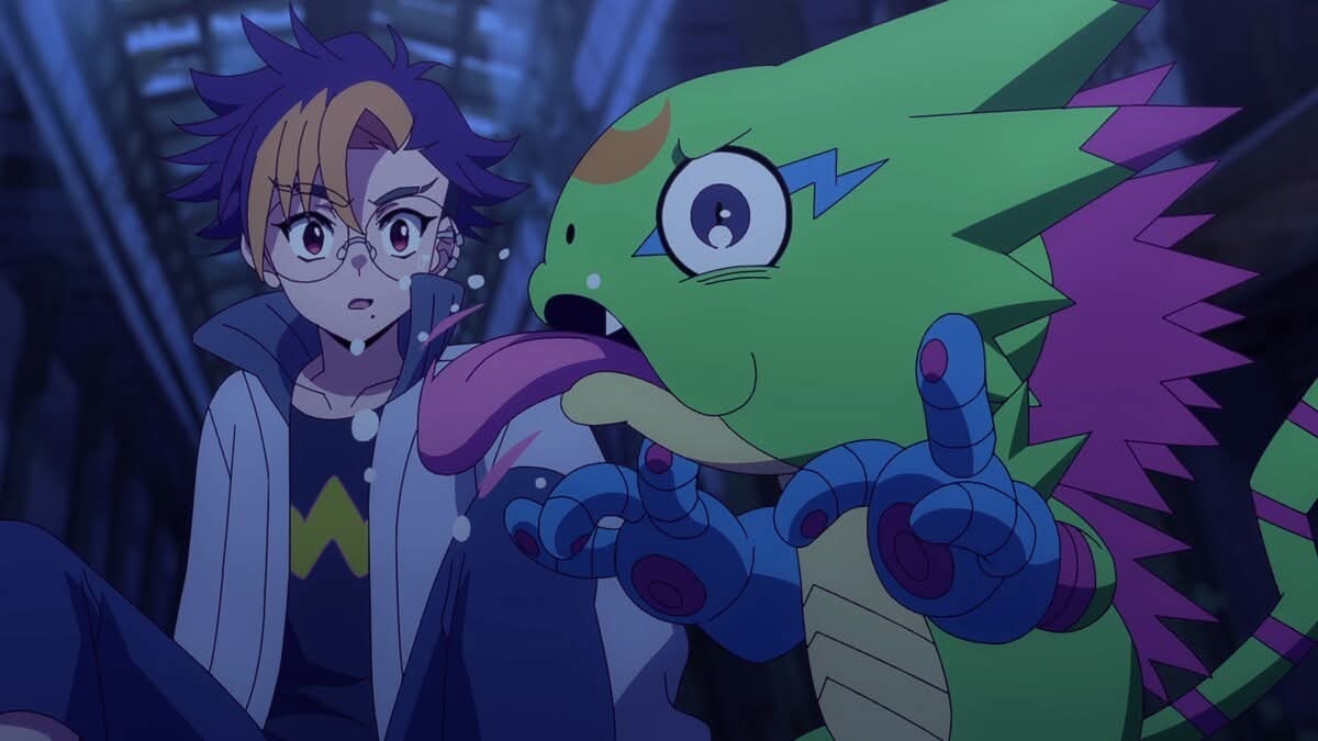 Tomoro e Gekkomon em Digimon Beatbreak (Reprodução / Toei Animation)