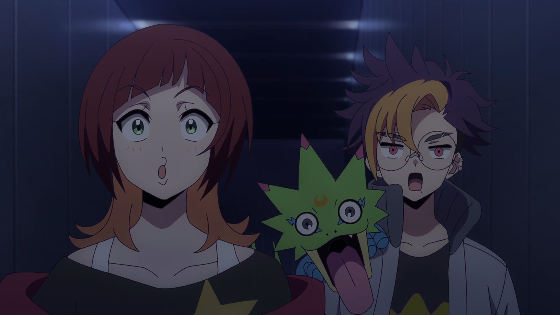 Reina, Gekkomon e Tomoro em Digimon Beatbreak (Reprodução / X)