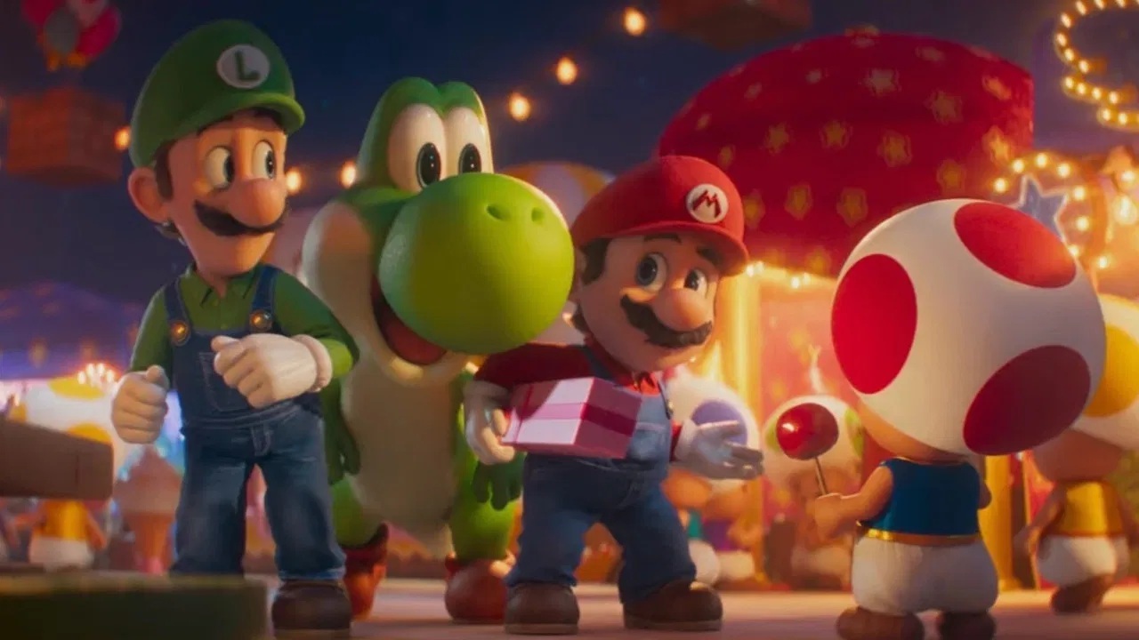 Luigi, Yoshi e Mario em Super Mario Galaxy: O Filme (Reprodução / Universal Pictures)