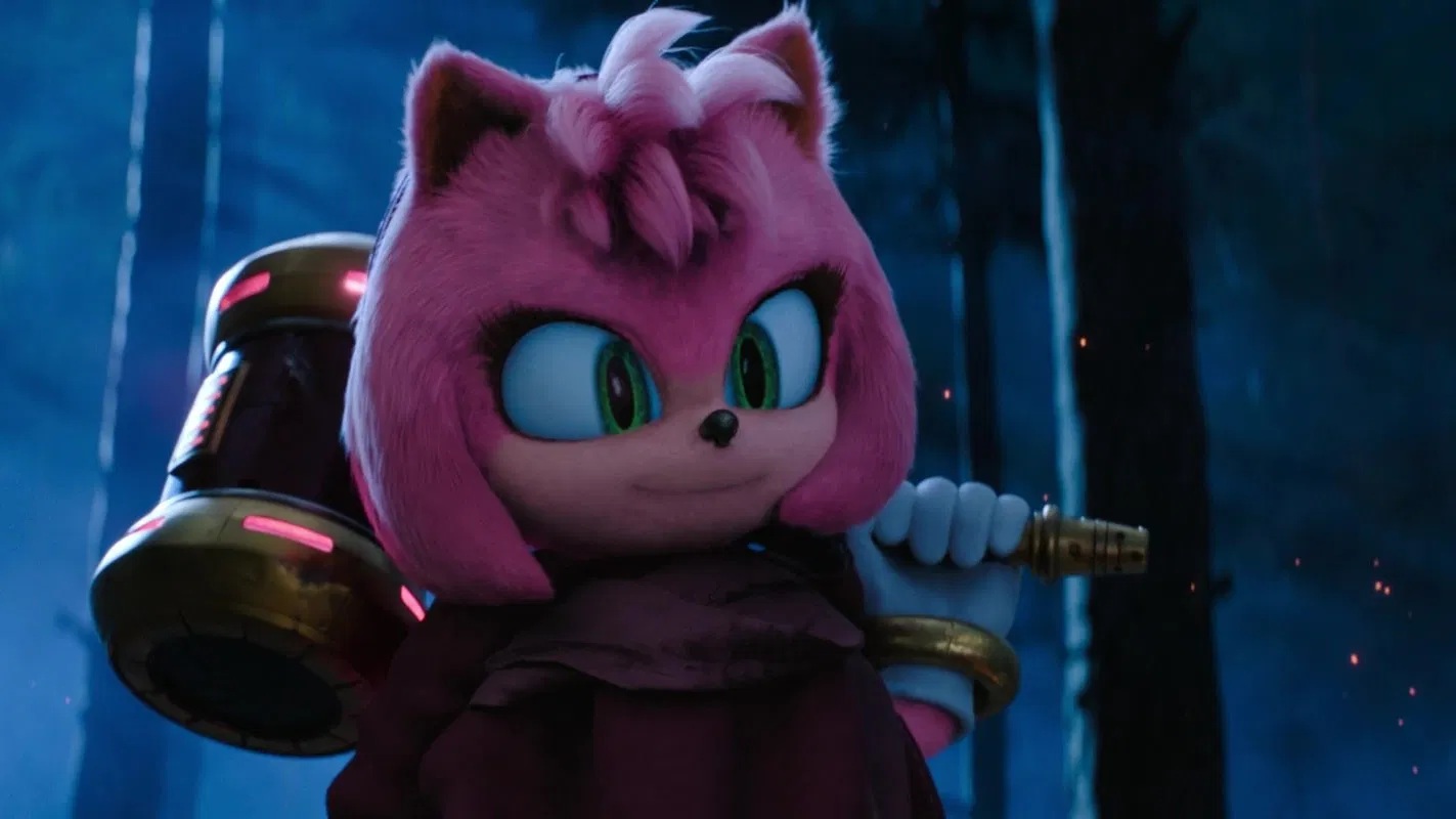 Amy Rose em Sonic 3: O Filme (Reprodução/Paramount Pictures)