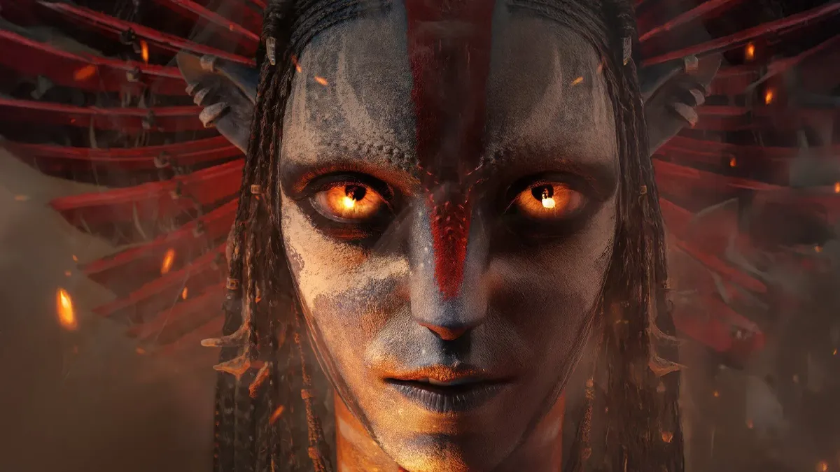 Zoe Saldaña como Nefertiti em Avatar: Fogo e Cinzas