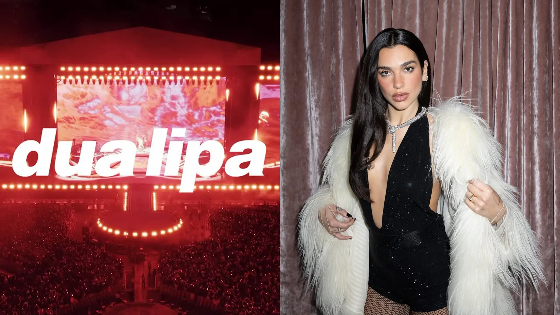 Montagem com duas fotos de Dua Lipa.